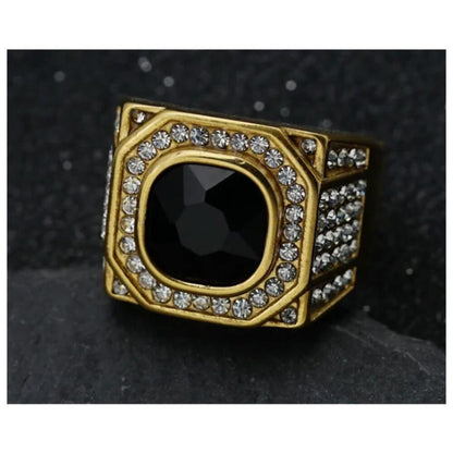 Black Bling Ring- Gold- size 13