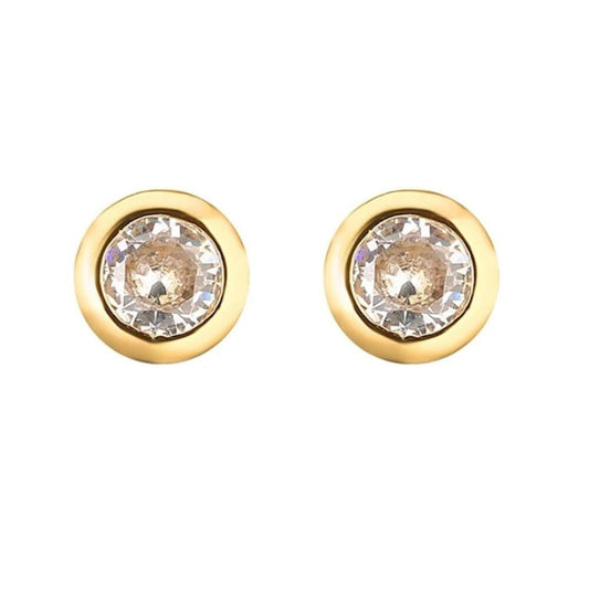 Small round Studs - gold - CZs - 4mm