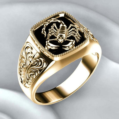 Black enamel scorpion RING - Gold - size 13