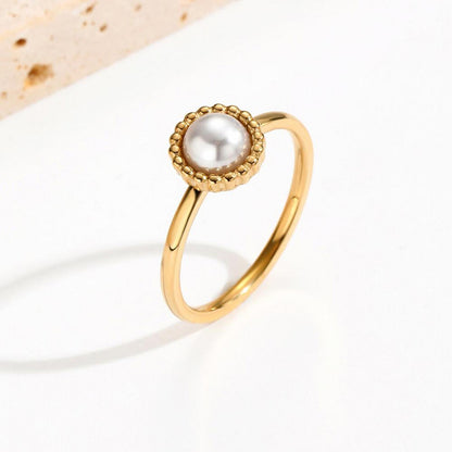 White artificial pearl RING - Gold - size 7