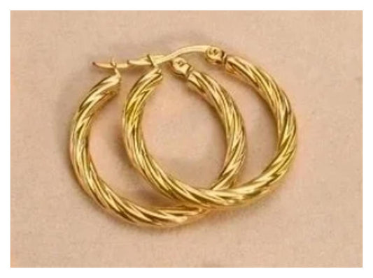 Twisted hoops - Earrings - Gold - 3cm
