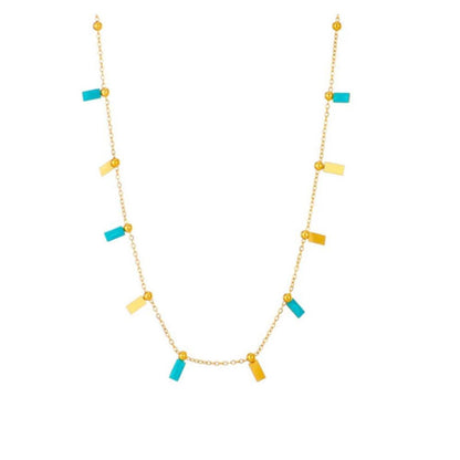 Turquoise Necklace - Gold - 18"