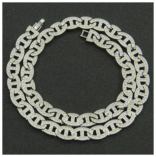 Bling mariner chain Necklace - Silver - CZs - 20"