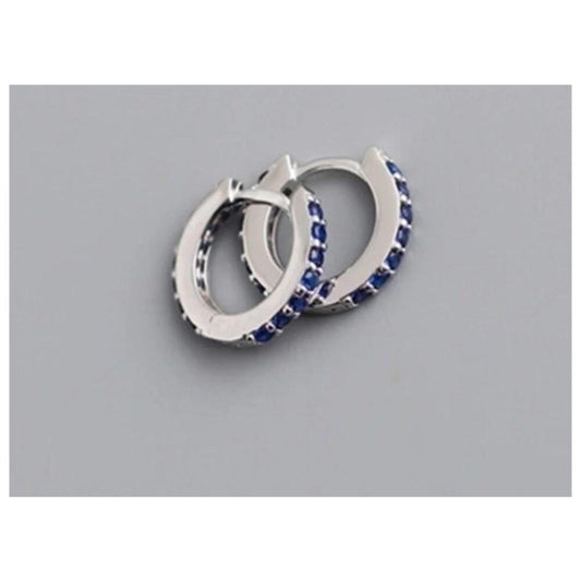 Blue Huggies - silver - CZs - 1/2 inch