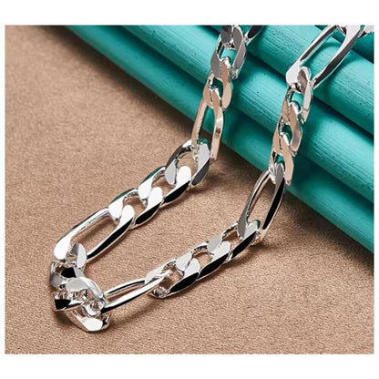 Figaro chain necklace - silver - 8mm 24"