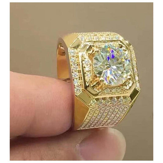 Round bling ring - 18K gold plated  - CZs- size 11.