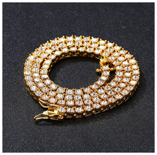 Tennis chain Necklace - Gold - CZs - 4mm 30"
