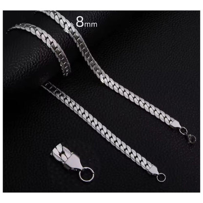 Flat Snake chain - Necklace -  silver - 8mm / 22"