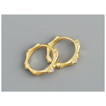 Bamboo Huggies - gold - CZs - 1/2 inch