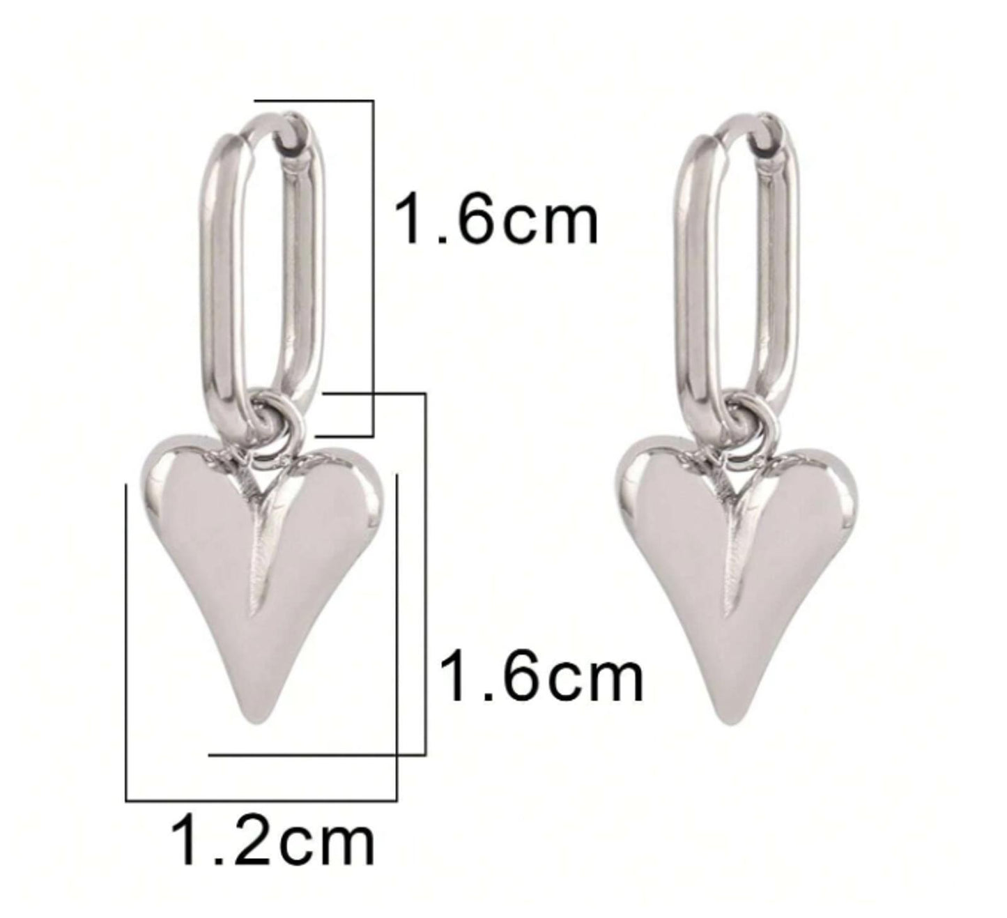 Heart dangle - Earrings - Silver - 1.6cm
