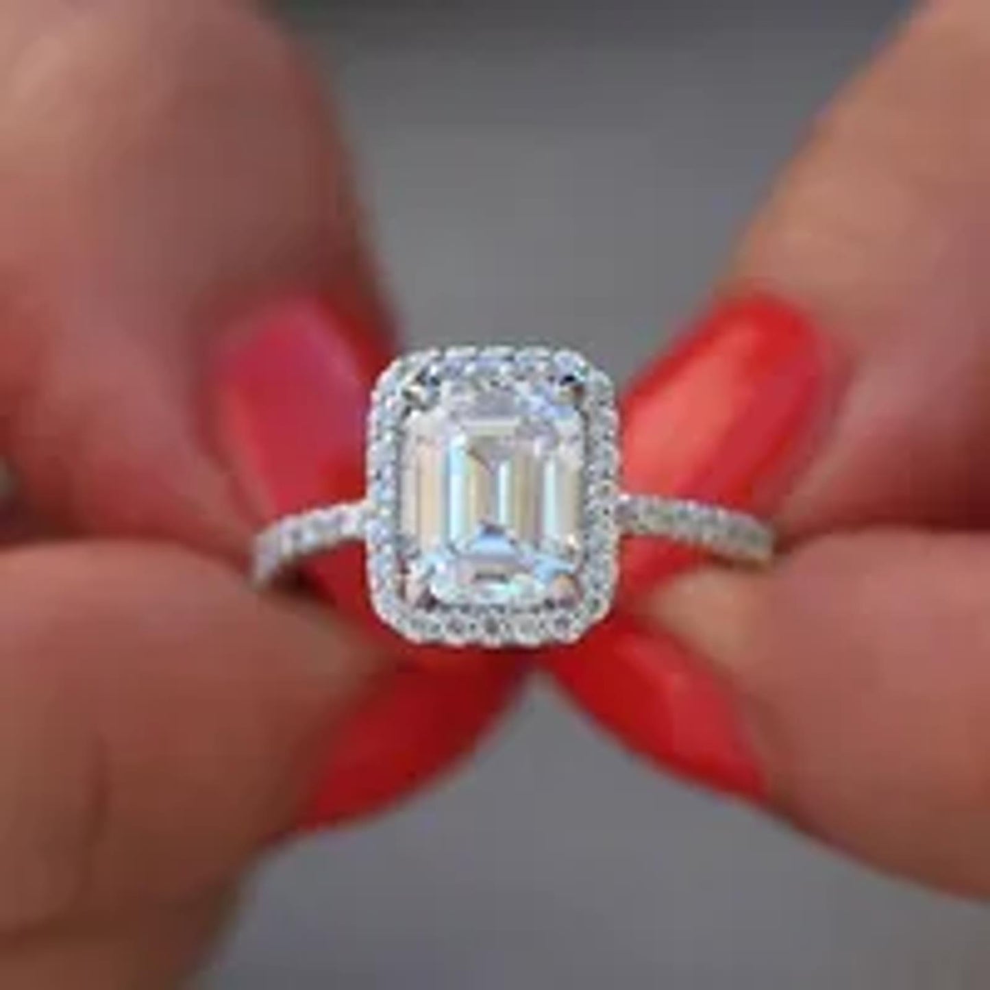 Square cut corner halo - Ring - Silver - CZs - Size 10