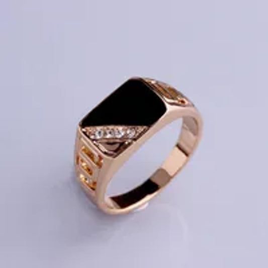 Black enamel accent - Ring - Rose Gold - CZs - Size 8