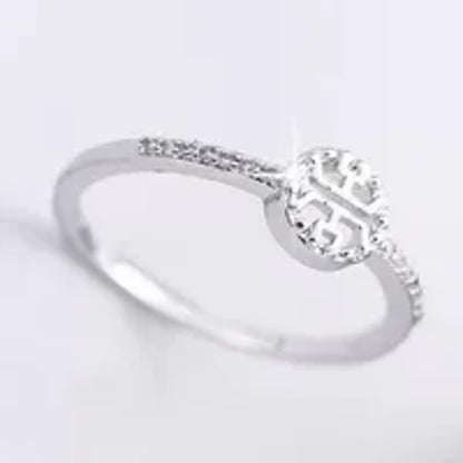 Circle geometric cutout - Ring - Silver - CZs - Size 9