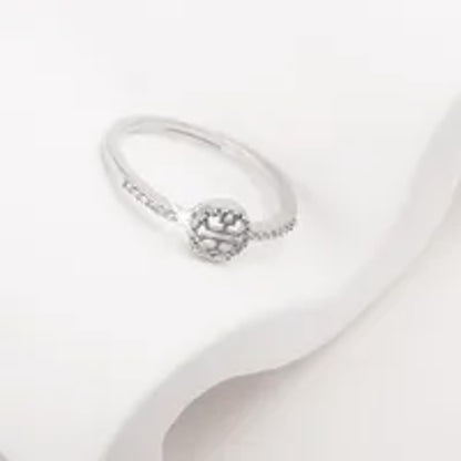 Circle geometric cutout - Ring - Silver - CZs - Size 9