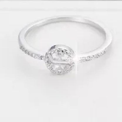 Circle geometric cutout - Ring - Silver - CZs - Size 8