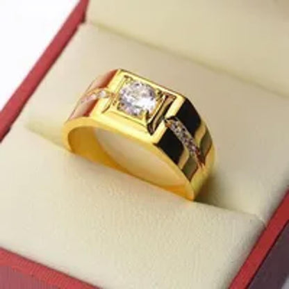Round accent mens Ring - Gold - CZs - Size 11