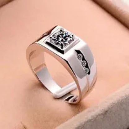 Round accent mens - Ring - Silver - CZs - Size 9