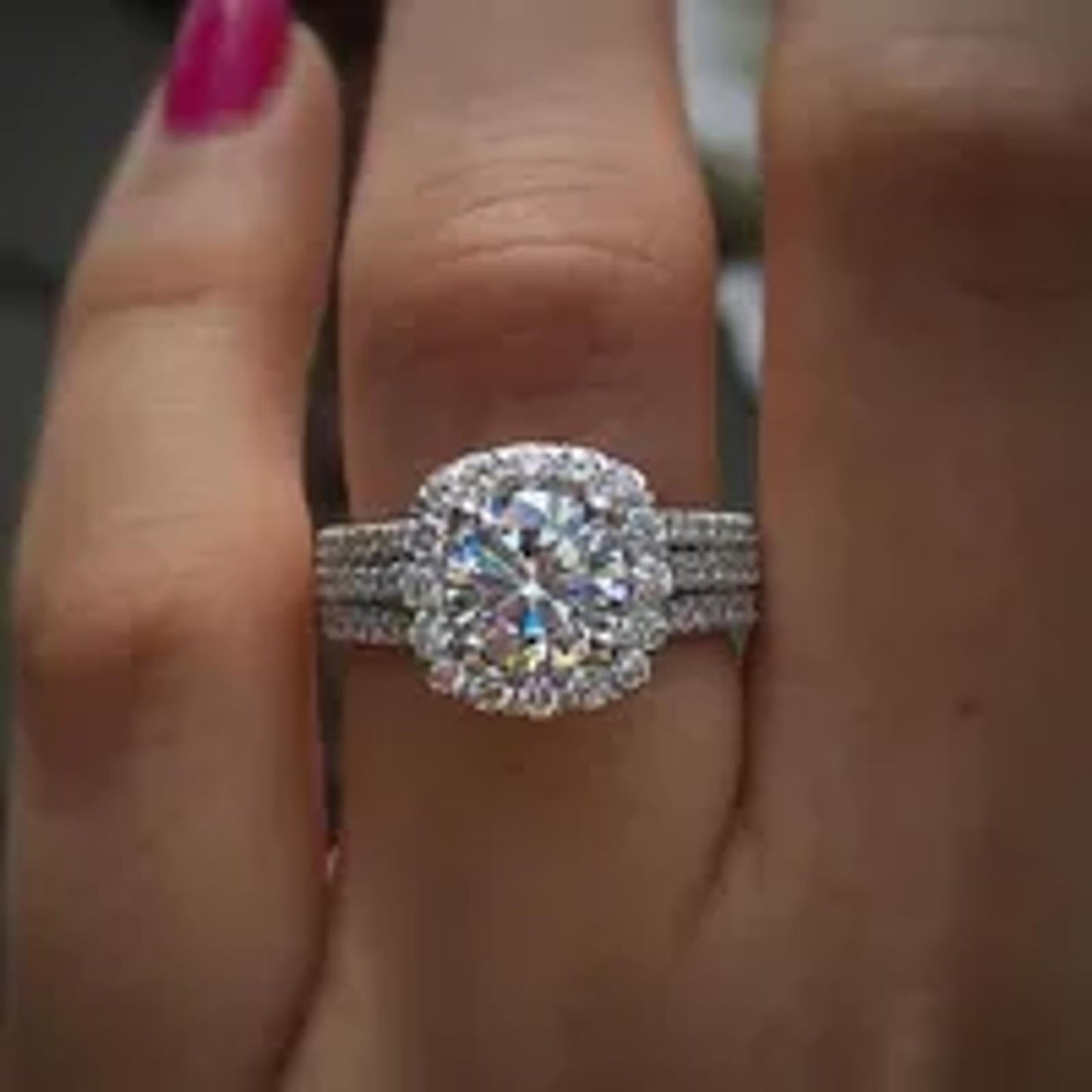 Squared halo cathedral - Ring - Silver - CZs - Size 7