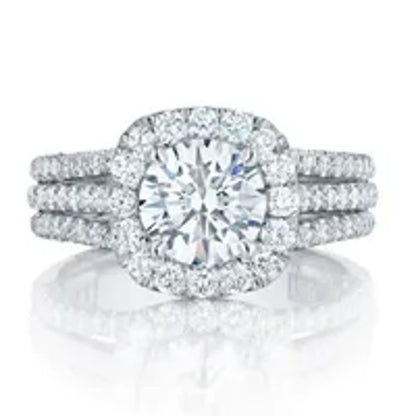 Squared halo cathedral - Ring - Silver - CZs - Size 8