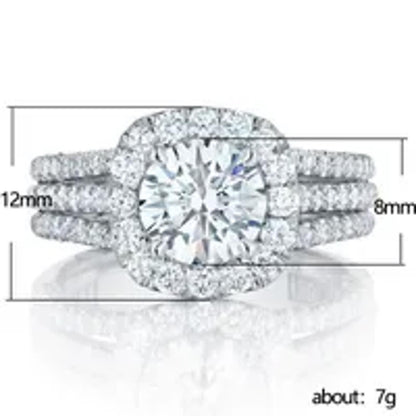 Squared halo cathedral - Ring - Silver - CZs - Size 7
