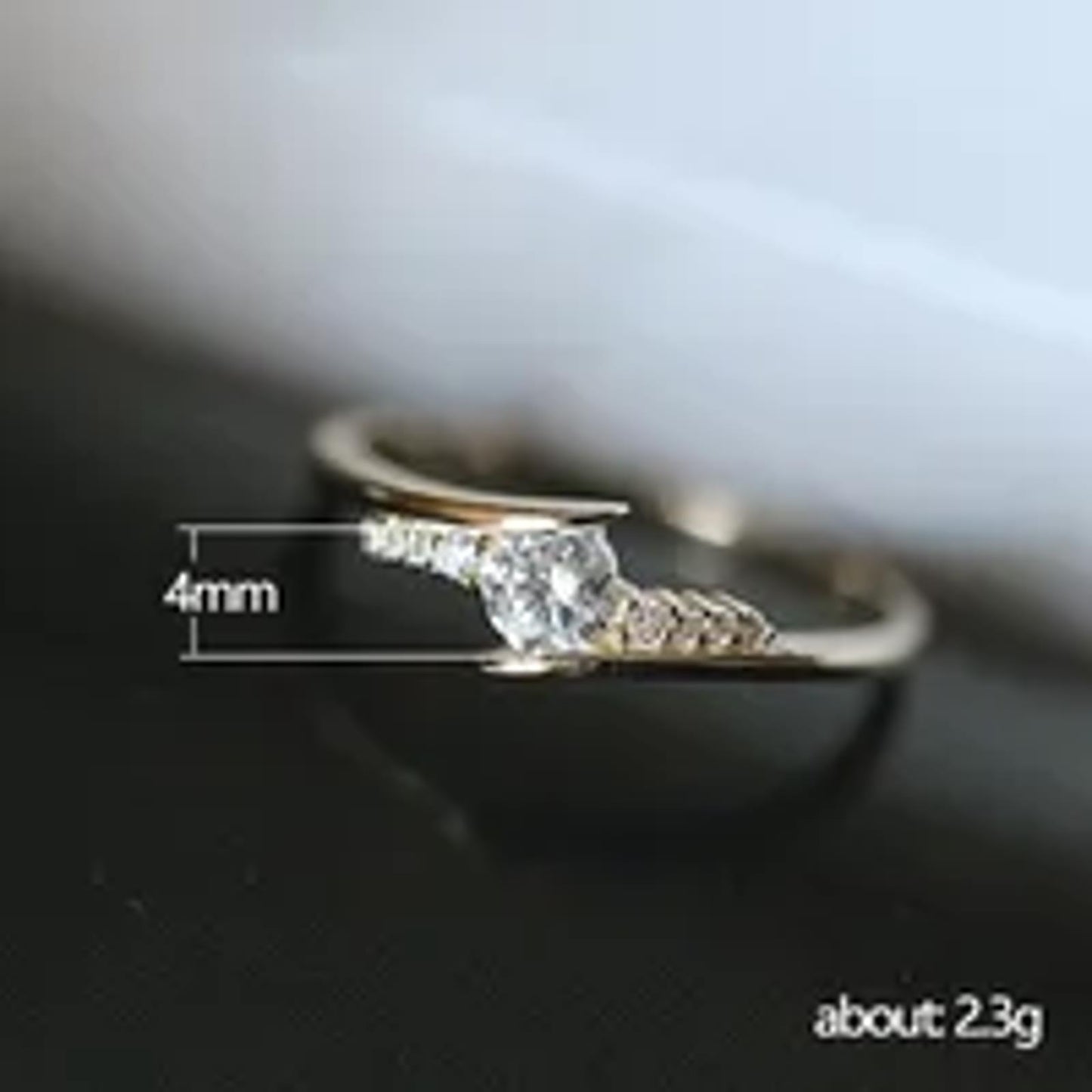 Petite round bypass - Ring - Gold - CZs - Size 6