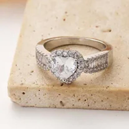 Heart and baguette - Ring - Silver - CZs - Size 9