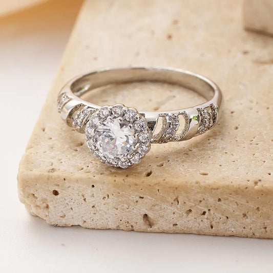 Round pave band - Ring - Silver - CZs - Size 6