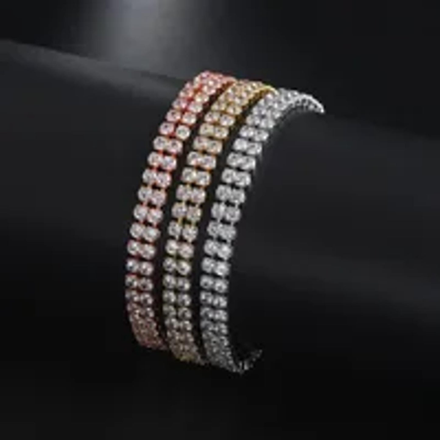Double row tennis - Bracelet - Gold - CZs - adjustable 6-9"