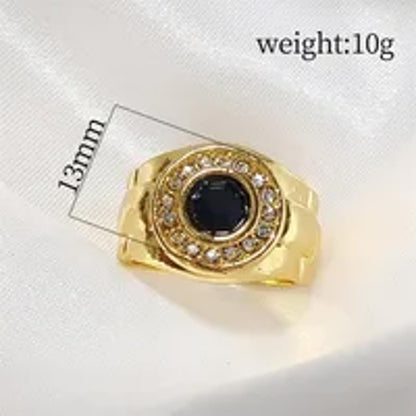 Dark blue watch style band - Ring - Gold - CZs - Size 11