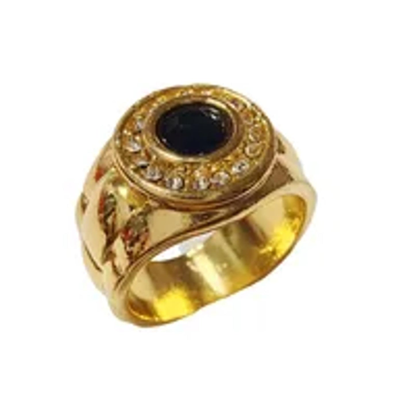 Dark blue watch style band - Ring - Gold - CZs - Size 11