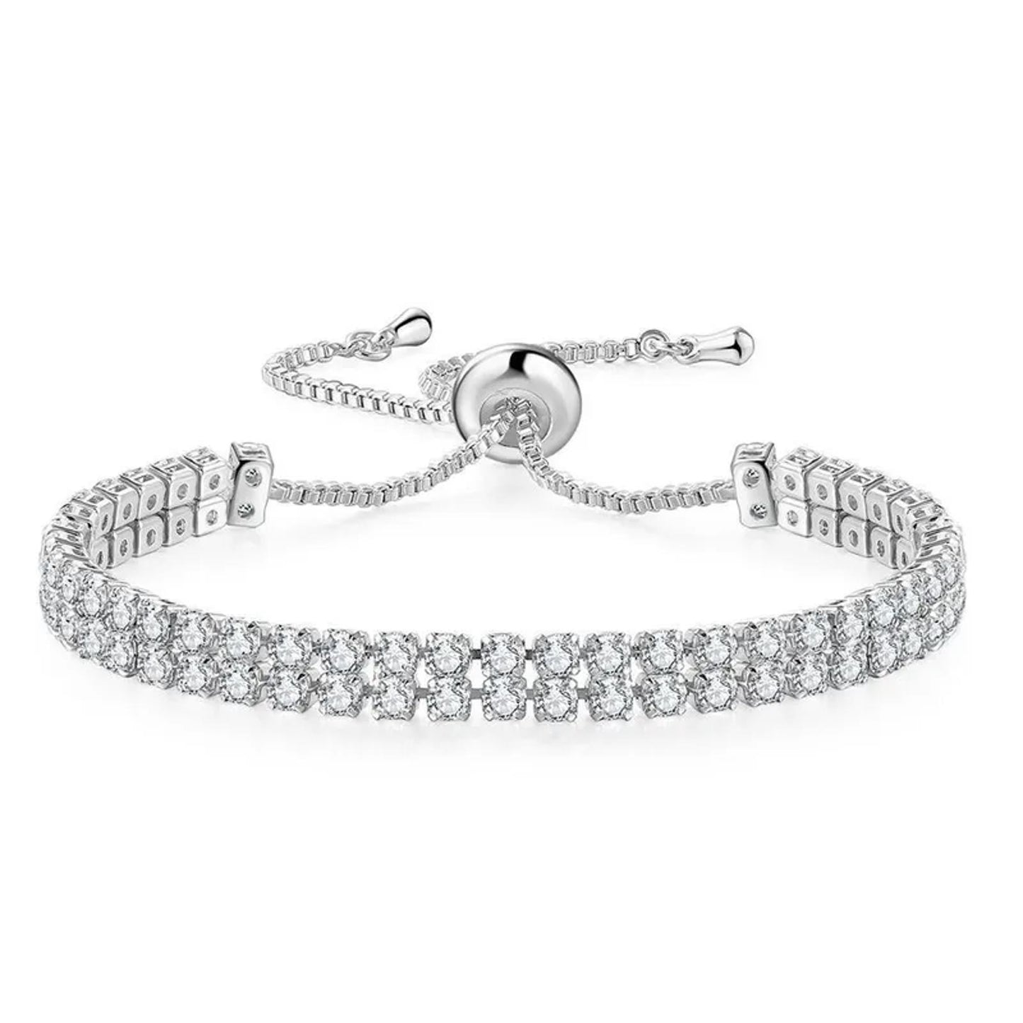 Double row tennis - Bracelet - Rose Gold - CZs - adjustable 6-9"