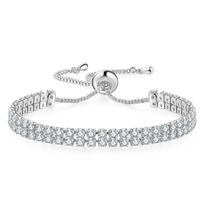 Double row tennis - Bracelet - Rose Gold - CZs - adjustable 6-9"