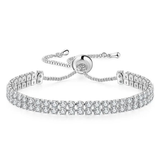 Double row tennis - Bracelet - Rose Gold - CZs - adjustable 6-9"
