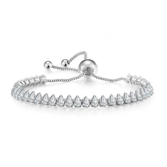 Adjustable marquise tennis - Bracelet - Silver - CZs - 6.5 - 9"
