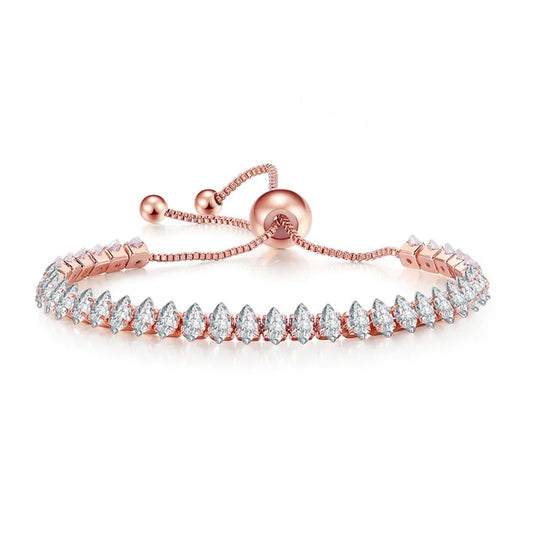 Adjustable marquise tennis - Bracelet - Rose Gold - CZs - 6.5 - 9"