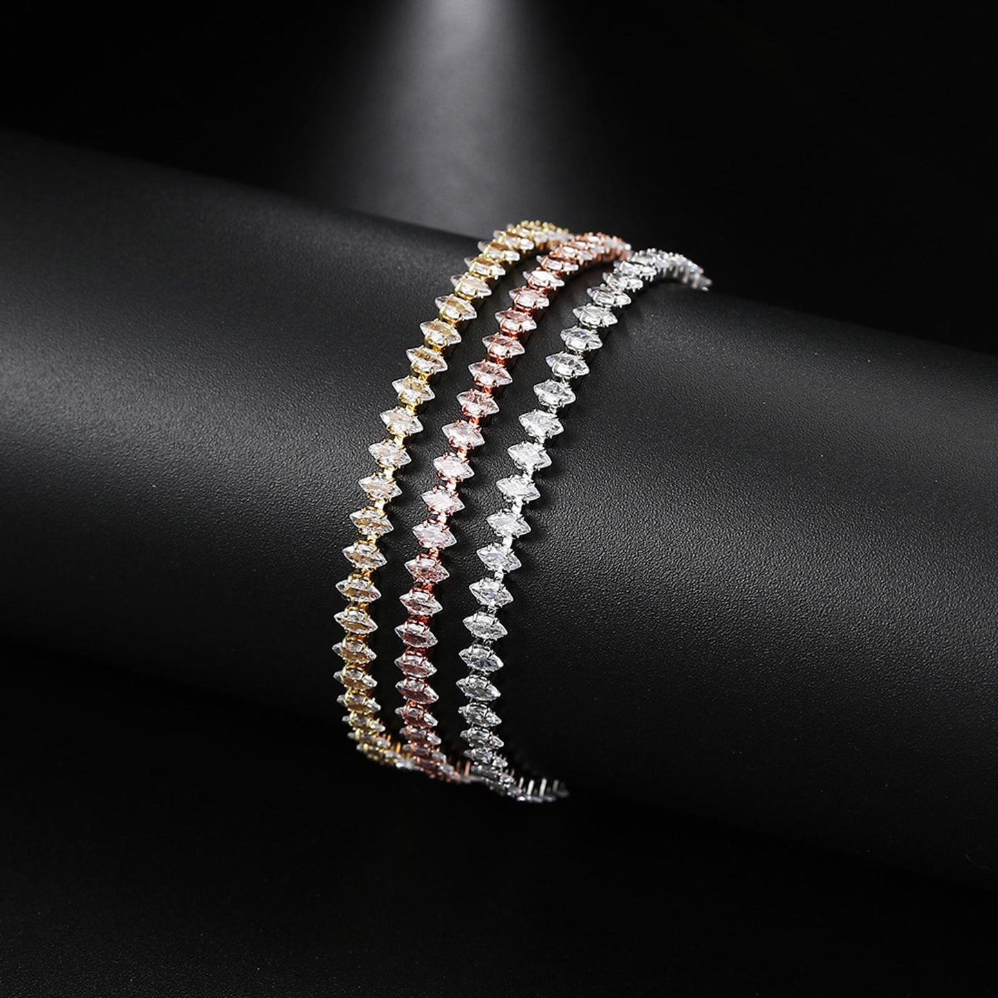 Adjustable marquise tennis - Bracelet - Silver - CZs - 6.5 - 9"
