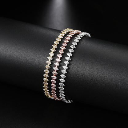 Adjustable marquise tennis - Bracelet - Silver - CZs - 6.5 - 9"