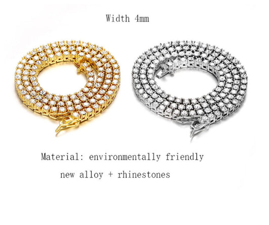 Tennis chain Necklace - Gold - CZs - 4mm 24"