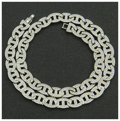 Bling mariner chain Necklace - Silver - CZs - 20"