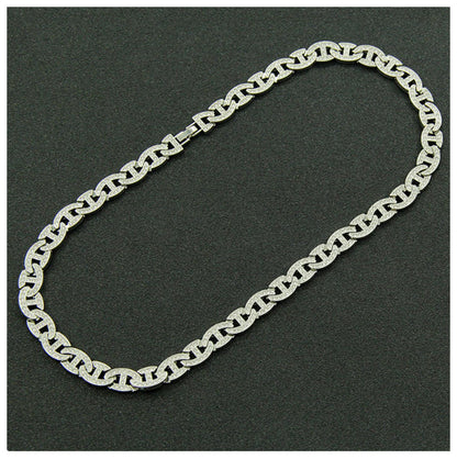 Bling mariner chain Necklace - Silver - CZs - 20"