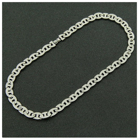 Bling mariner chain Necklace - Silver - CZs - 20"
