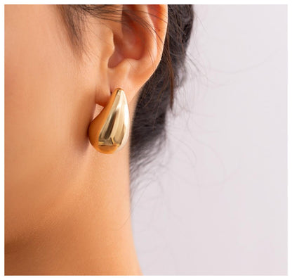 Large Water Drop - Earrings - Gold - .6"