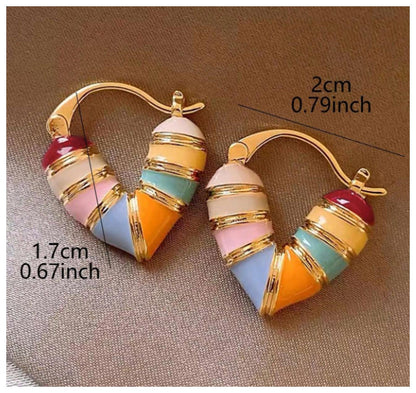 Multicolor heart hoops - Earrings - Gold - 1.7cm