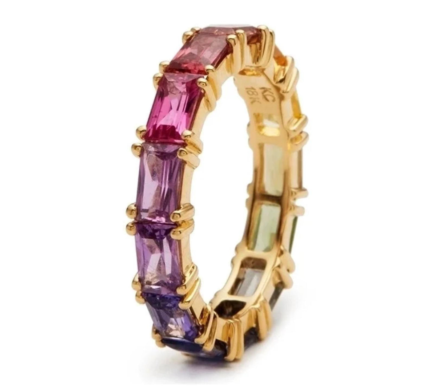 Multicolor rainbow eternity - Ring - Gold - CZs - Size 8