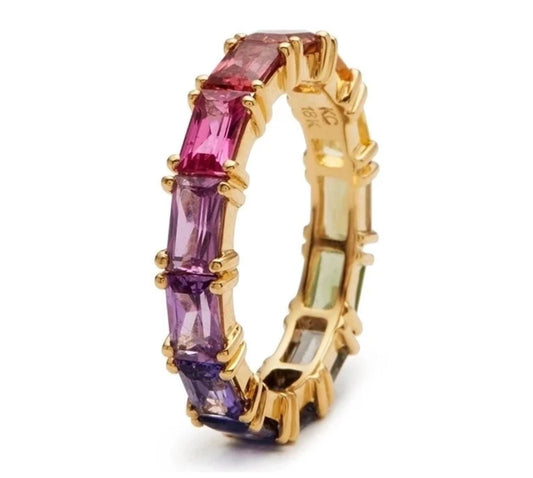 Multicolor rainbow eternity - Ring - Gold - CZs - Size 7