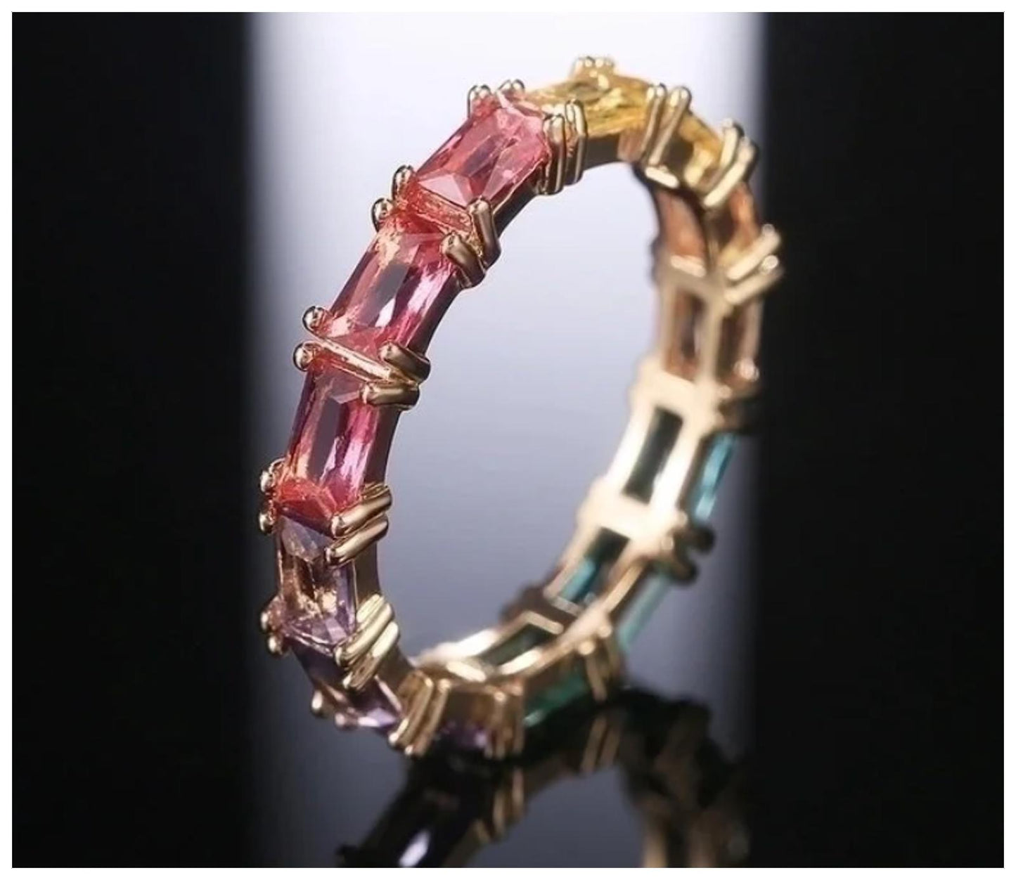 Multicolor rainbow eternity - Ring - Gold - CZs - Size 7