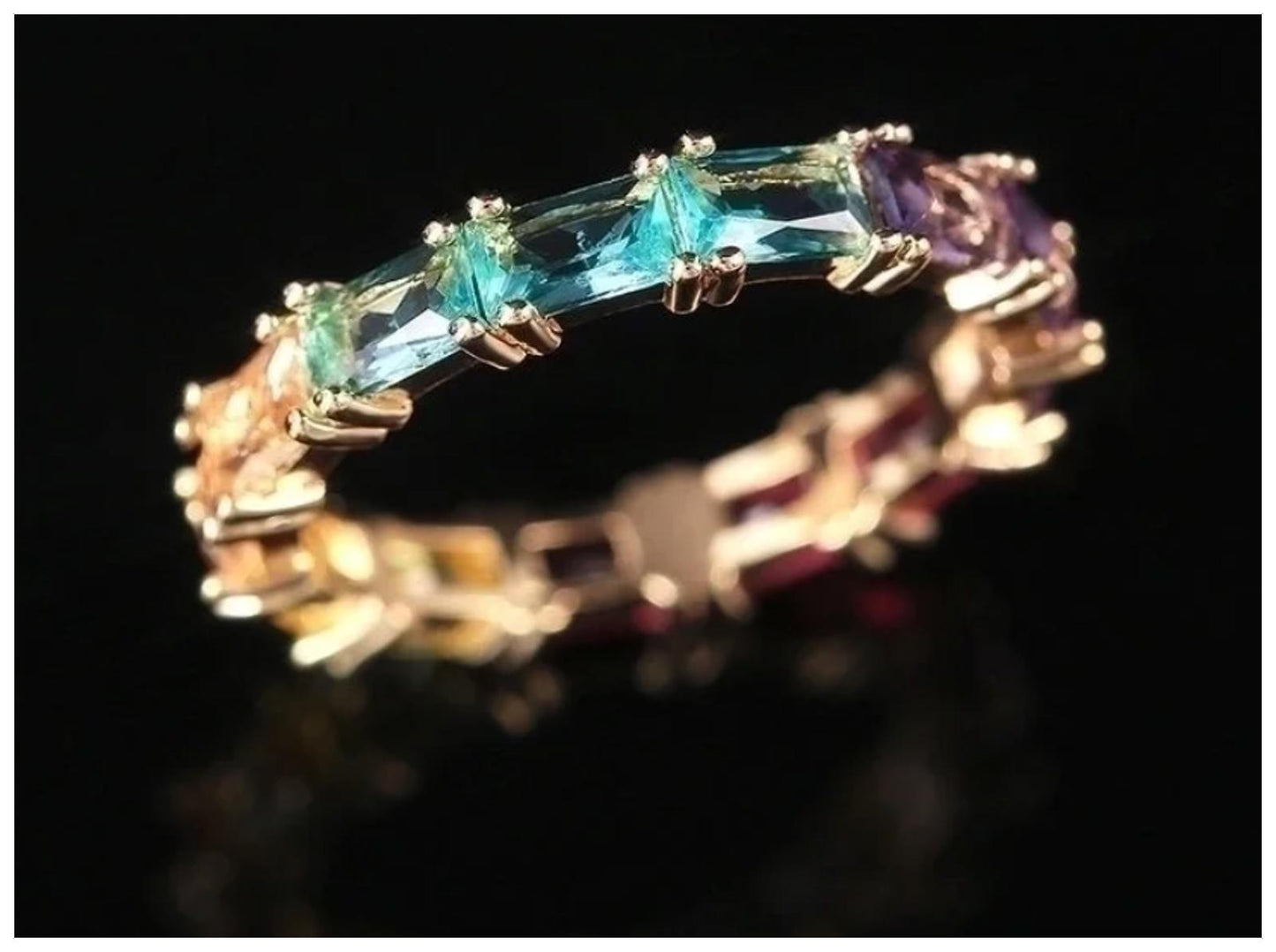 Multicolor rainbow eternity - Ring - Gold - CZs - Size 8