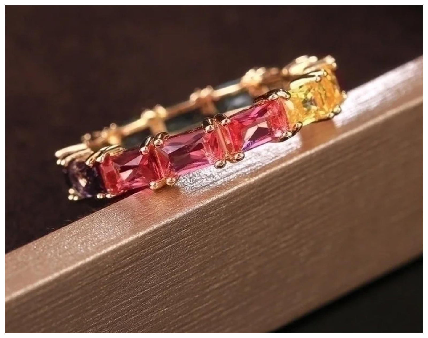 Multicolor rainbow eternity - Ring - Gold - CZs - Size 7