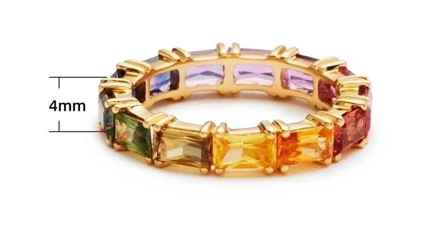 Multicolor rainbow eternity - Ring - Gold - CZs - Size 8