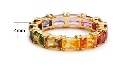 Multicolor rainbow eternity - Ring - Gold - CZs - Size 7